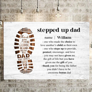 Stepped Up Dad Definition - Personalized Wrapped Canvas - Gift For Father's Day