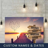 Personalized Canvas Wall Art, Riverside Wooden Bridge, Custom Gift For Family, Canvas With Names
