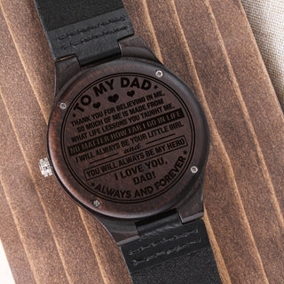 To My Dad | My Hero | Engraved Wooden Watch