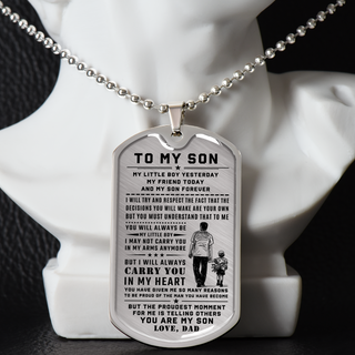 To My Son - My Little Boy Yesterday, DogTag Necklace Gift For Son