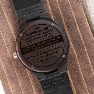 Father In Law | Dream Of My Life | Engraved Wooden Watch