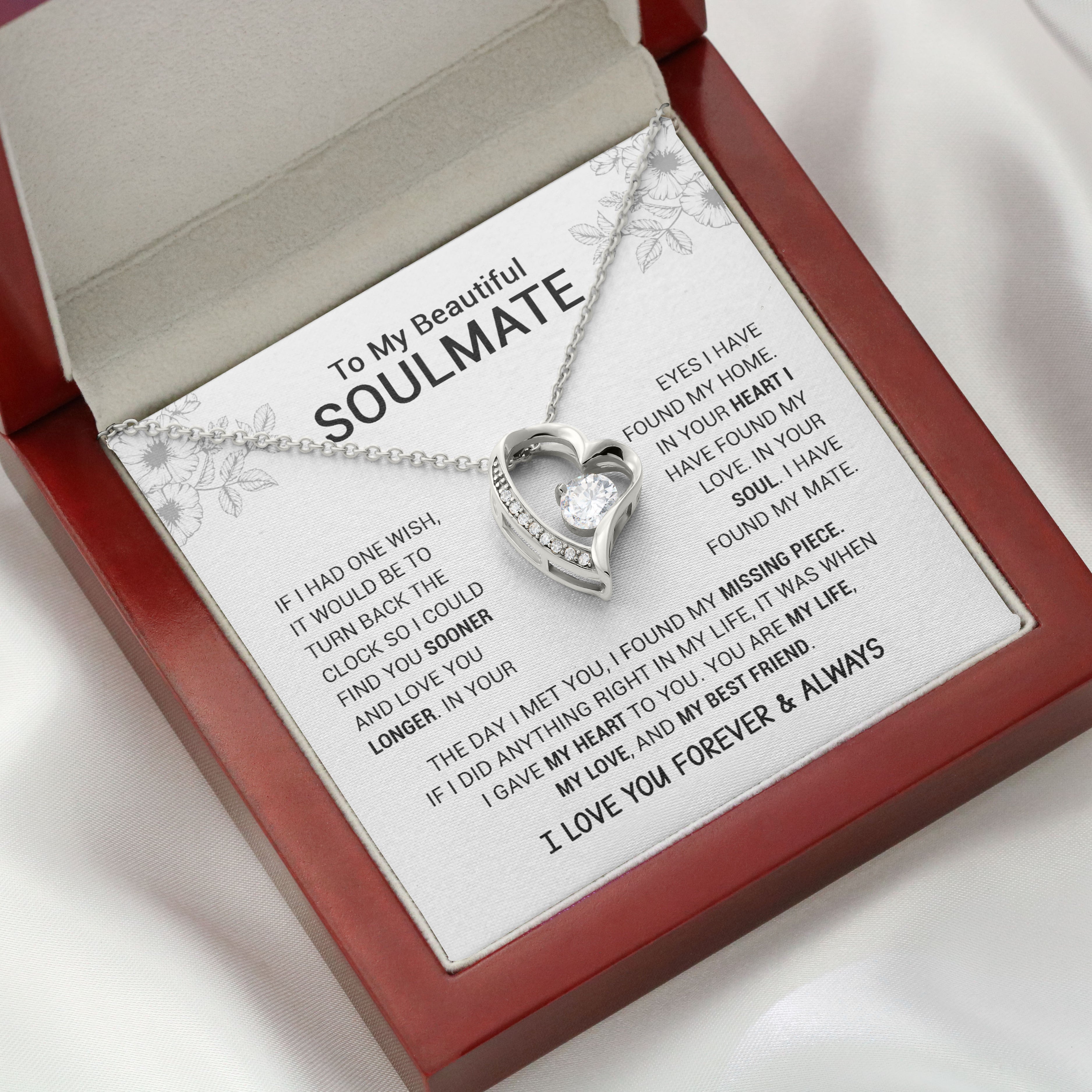 TRYNDI™ To My Amazing Soulmate Floating Heart Necklace With Authentic Swarovski Crystals
