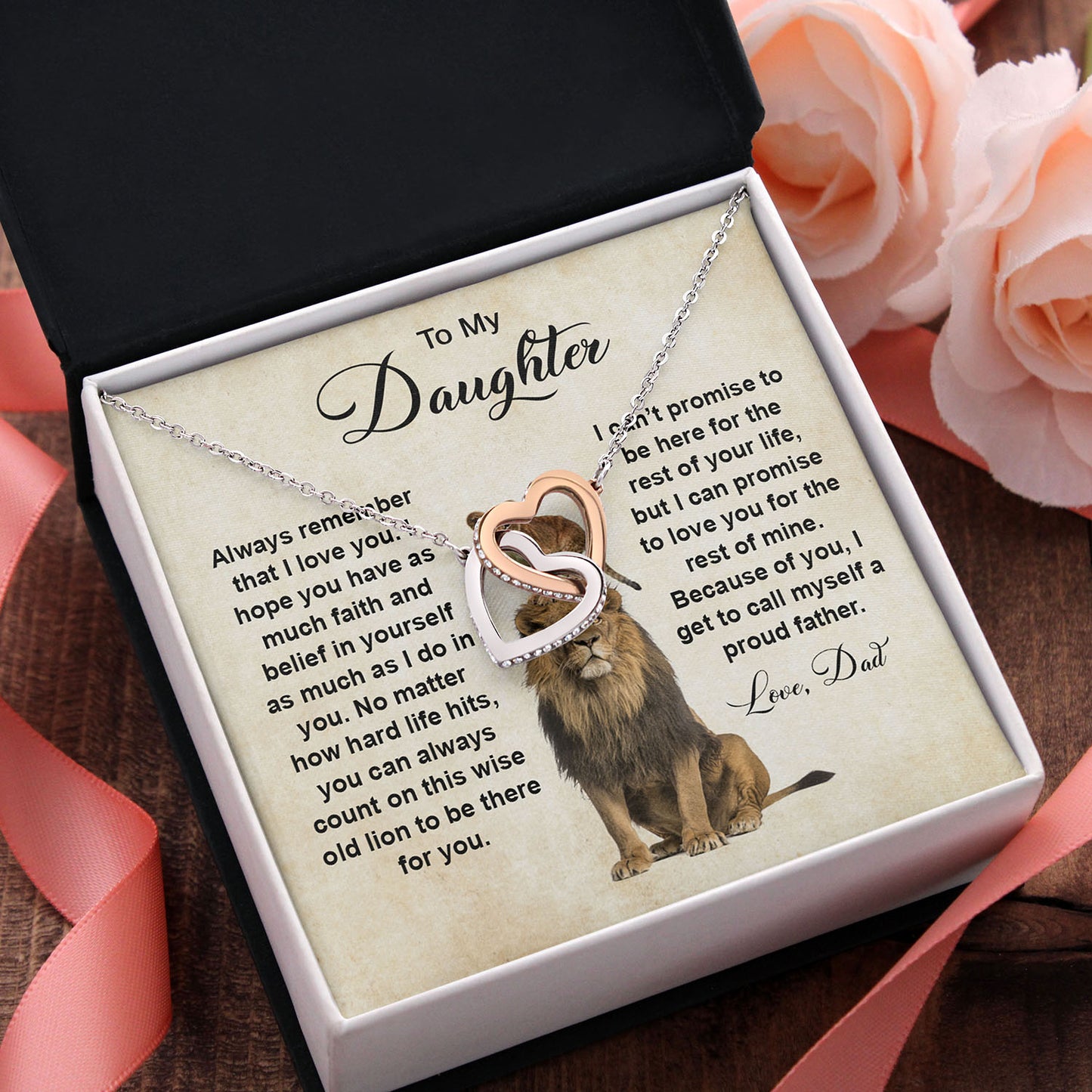 To My daughter From Dad | Always Remember | Interlocking Hearts Necklace