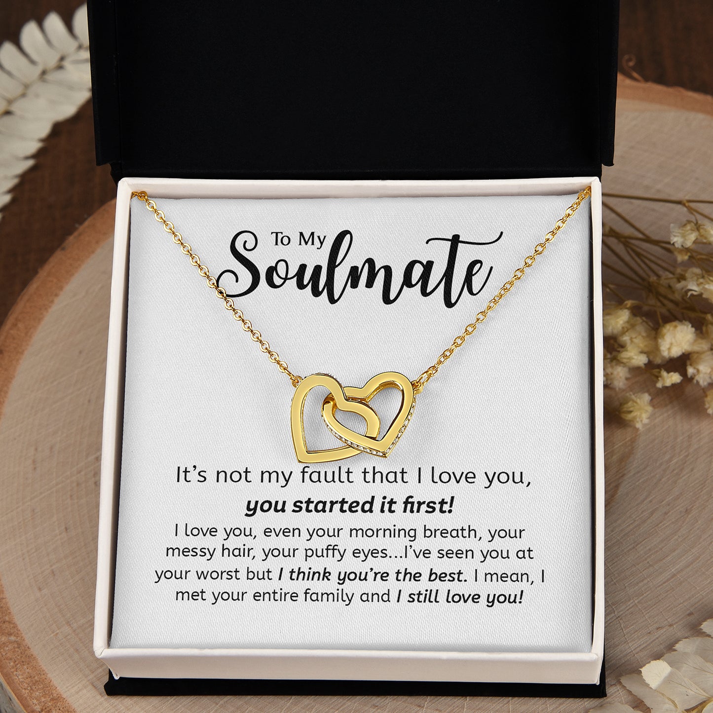 To My Soulmate | You Started It First | Gift For Your Soulmate | Interlocking Hearts necklace