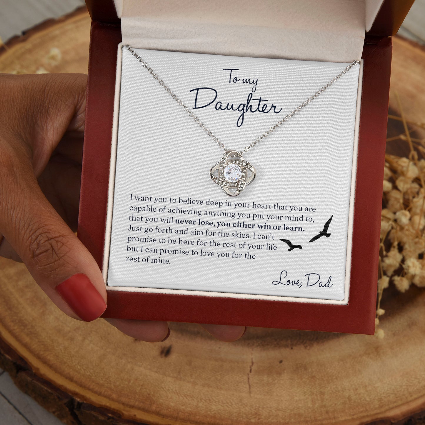 To My Daughter Gift From Dad | I Want You To Believe | Love Knot Necklace