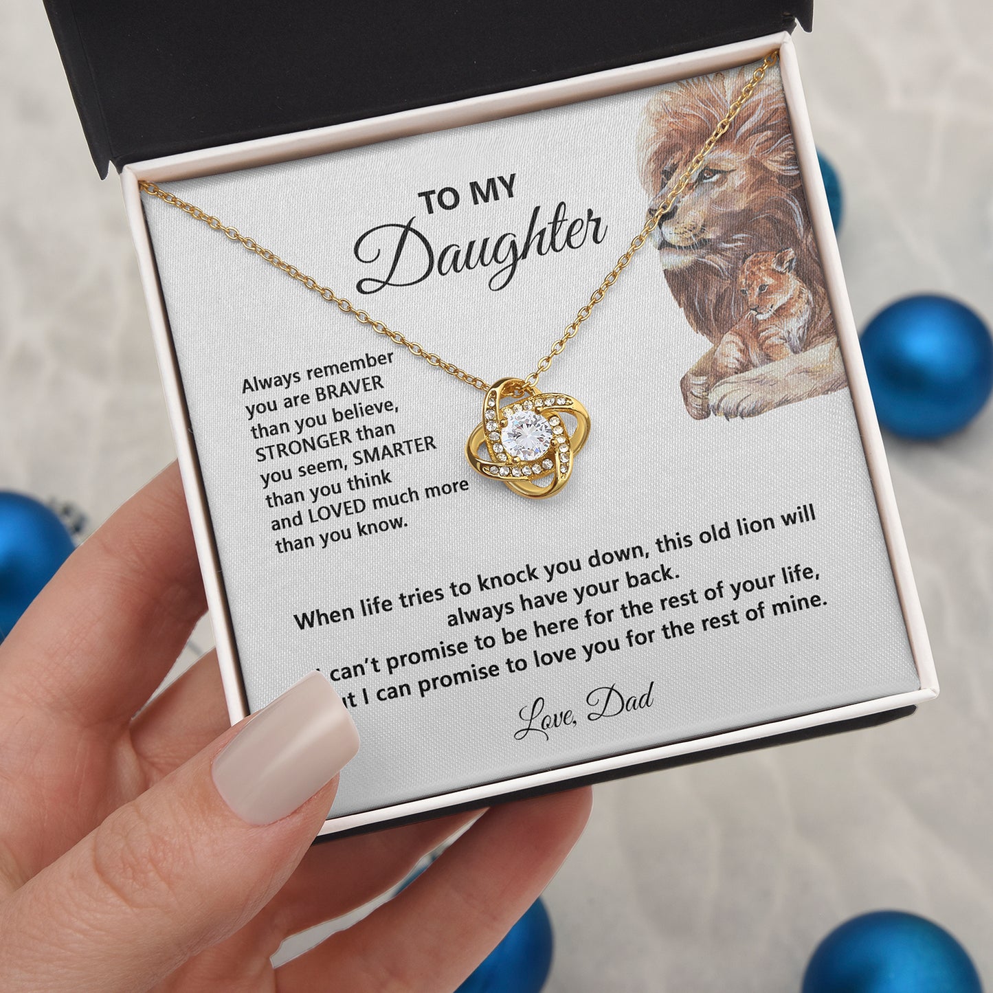 Daughter When Life Tries To Knock You Down | Gift For Daughter From Dad | Love Knot Necklace