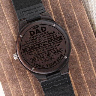 My Dad My Hero | Engraved Wooden Watch | Gift For Dad From Son