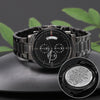 Son Aim For The Skies, Engraved Design Black Chronograph Watch, Gift for Son from Dad