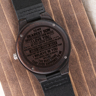 Dearest Son Challenges In Life, Engraved Wooden Watch, Christmas Gift for Son