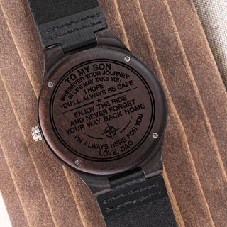 Son Way Back Home, Engraved Wooden Watch, Gift for Son from Dad