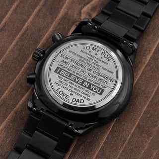 Son As You Grow Older, Engraved Design Black Watch, Gift for Son from Dad, Christmas Gift Idea