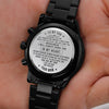 Son Proud Of The Man, Engraved Design Black Watch, Gift Idea for Son from Mom