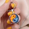 Yin Yang Fire Water | Circle Pendant Necklace