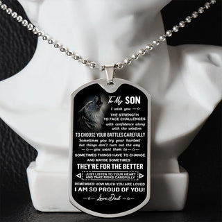 Son I Wish You, Dog Tag Necklace, Graduation Gift, Birthday Gift Idea For Son From Dad