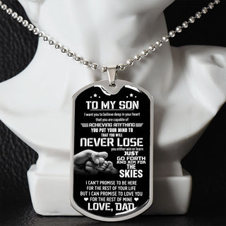 Son The Skies, Dog Tag Necklace, Inspiration Gift For Son From Dad