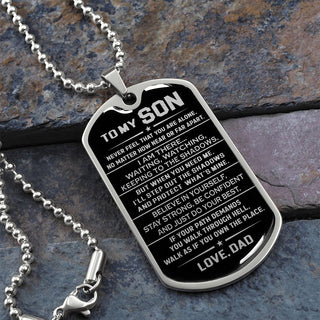 To My Son Dog Tag Necklace | Believe In Yourself | Gift For Son From Dad