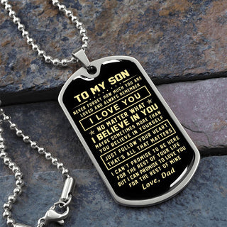 To My Son Gift From Dad | Just Follow Your Heart | Son Gifts Dog Tag Necklace