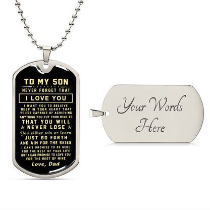 To My Son Gift From Dad | I Can Promise | Dog Tag Necklace Custom Engraving
