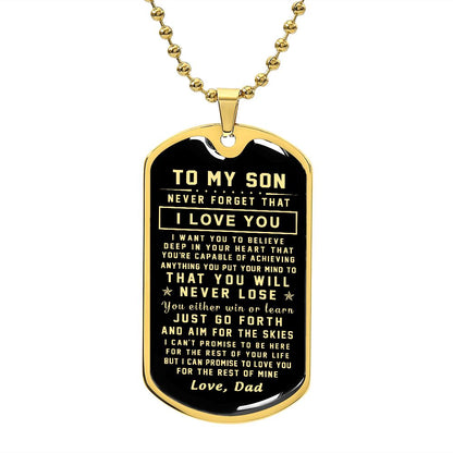 To My Son Gift From Dad | I Can Promise | Dog Tag Necklace Custom Engraving