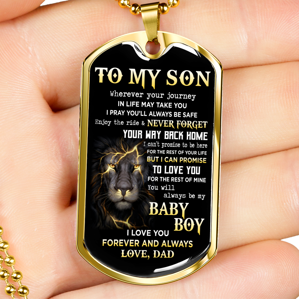 To My Son | Never Forget Your Way Back Home | Dog Tag Necklace | Christmas Gift For Son From Dad