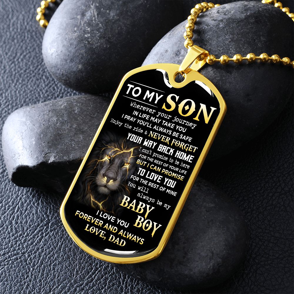 To My Son | Never Forget Your Way Back Home | Dog Tag Necklace | Gift For Son From Dad