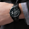 Son Your Happiness, Engraved Design Black Chronograph Watch, Gift for Son from Dad, Christmas Gift Idea