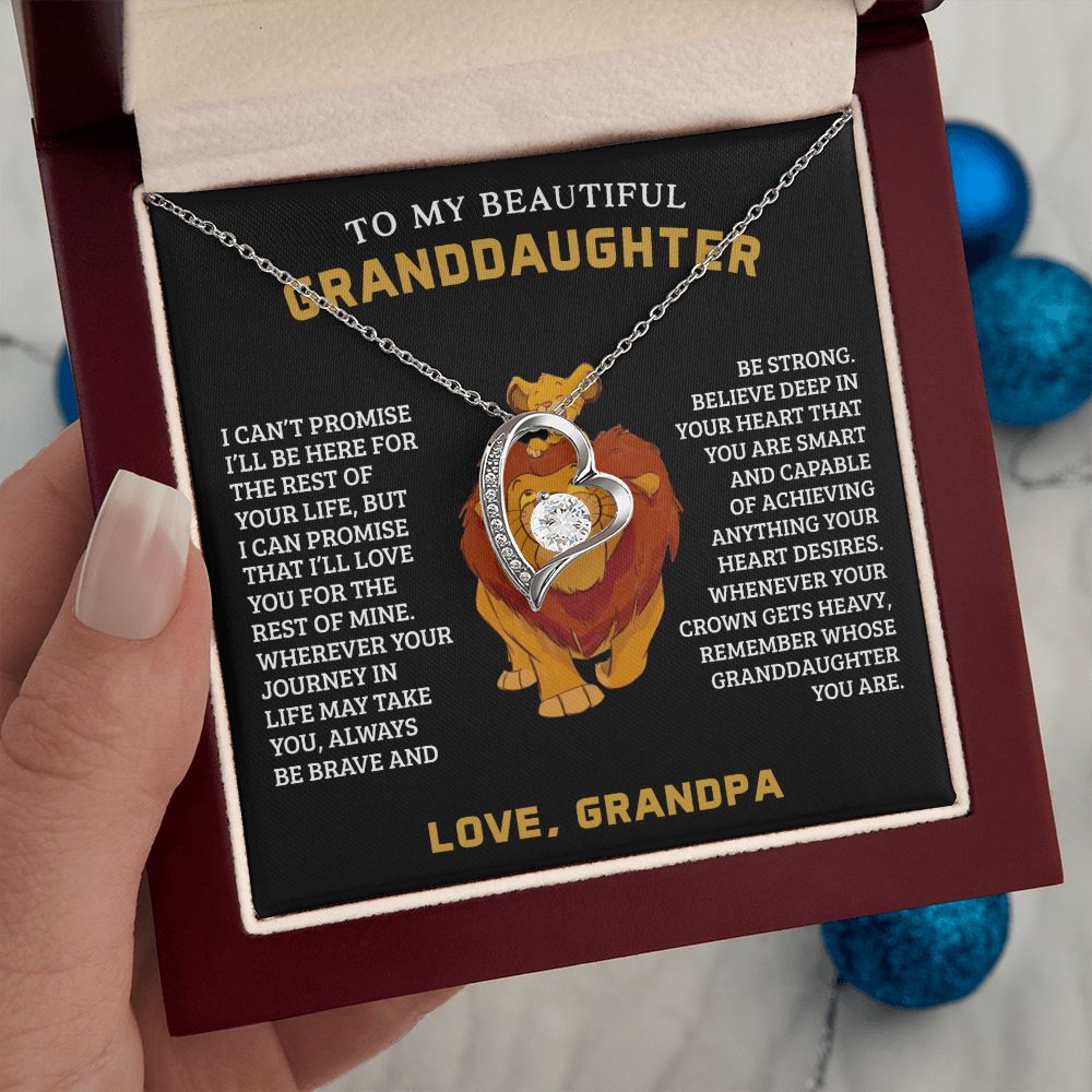 Granddaughter Your Journey, Necklace with Message Card, Gift for Granddaughter from Grandpa