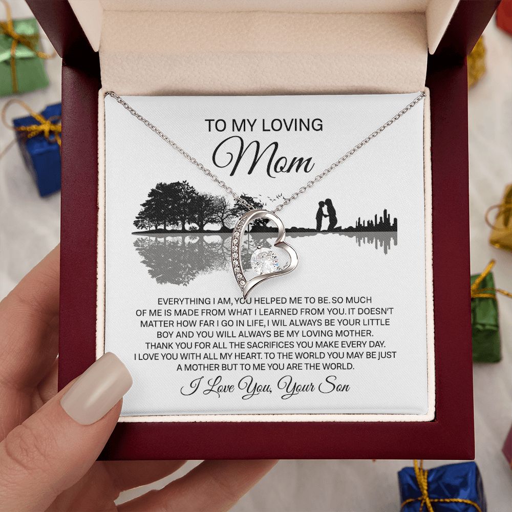 Loving Mom You Are The World, Forever Love Necklace, Mother's Day Gift Idea, Necklace For Mom from Son