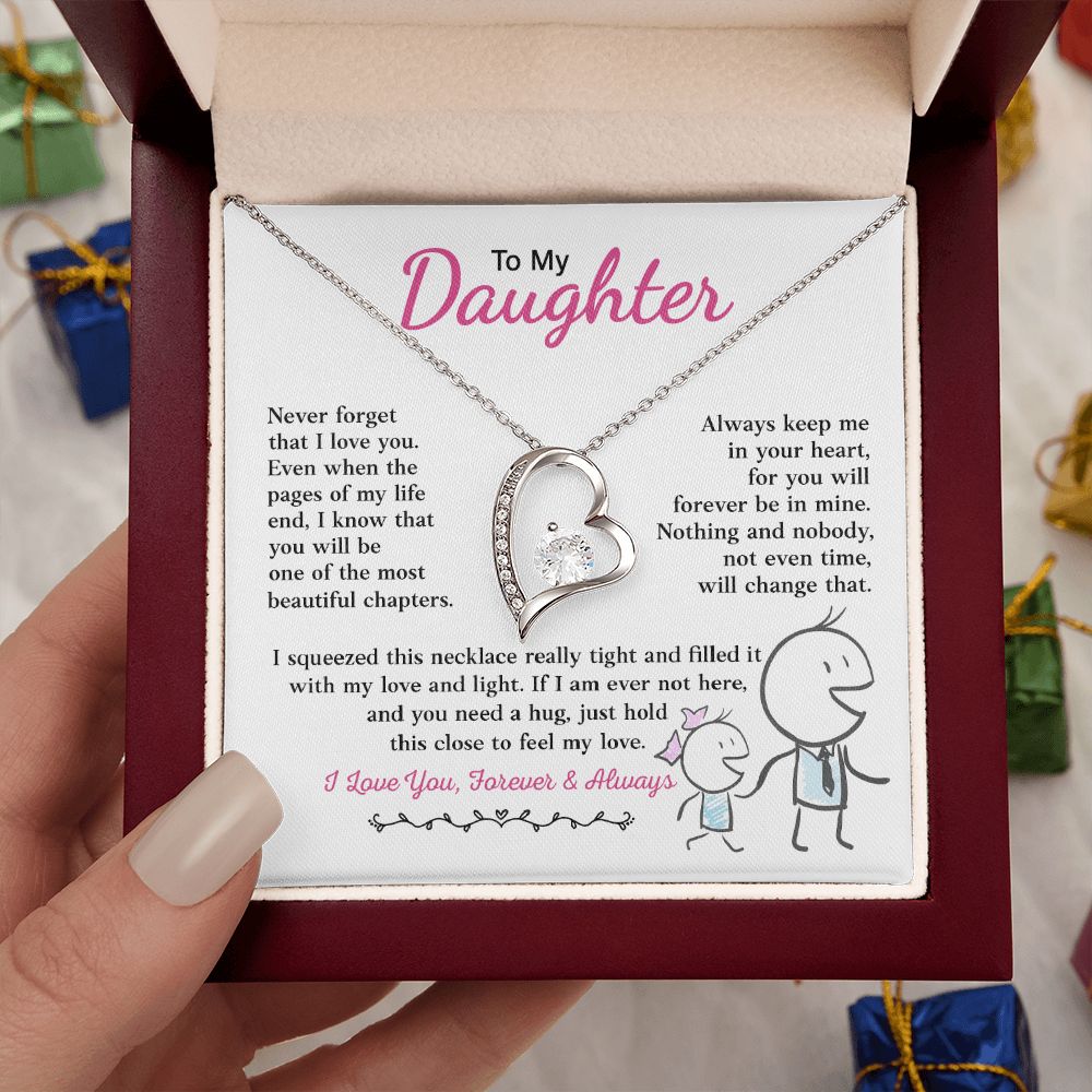 Daughter Always Keep Me In Your Heart, Forever Love Necklace, Gift For Daughter From Dad