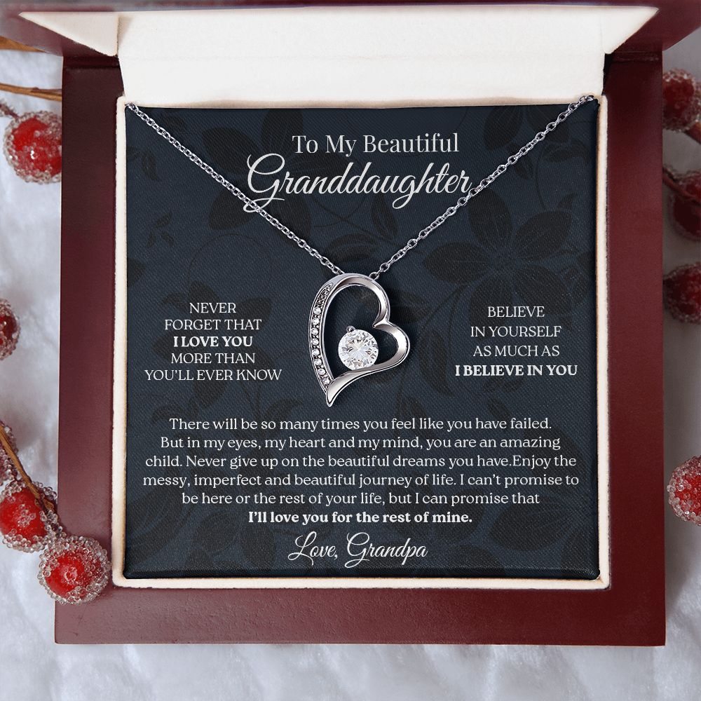 To My Granddaughter - Never Give Up, Forever Love Necklace