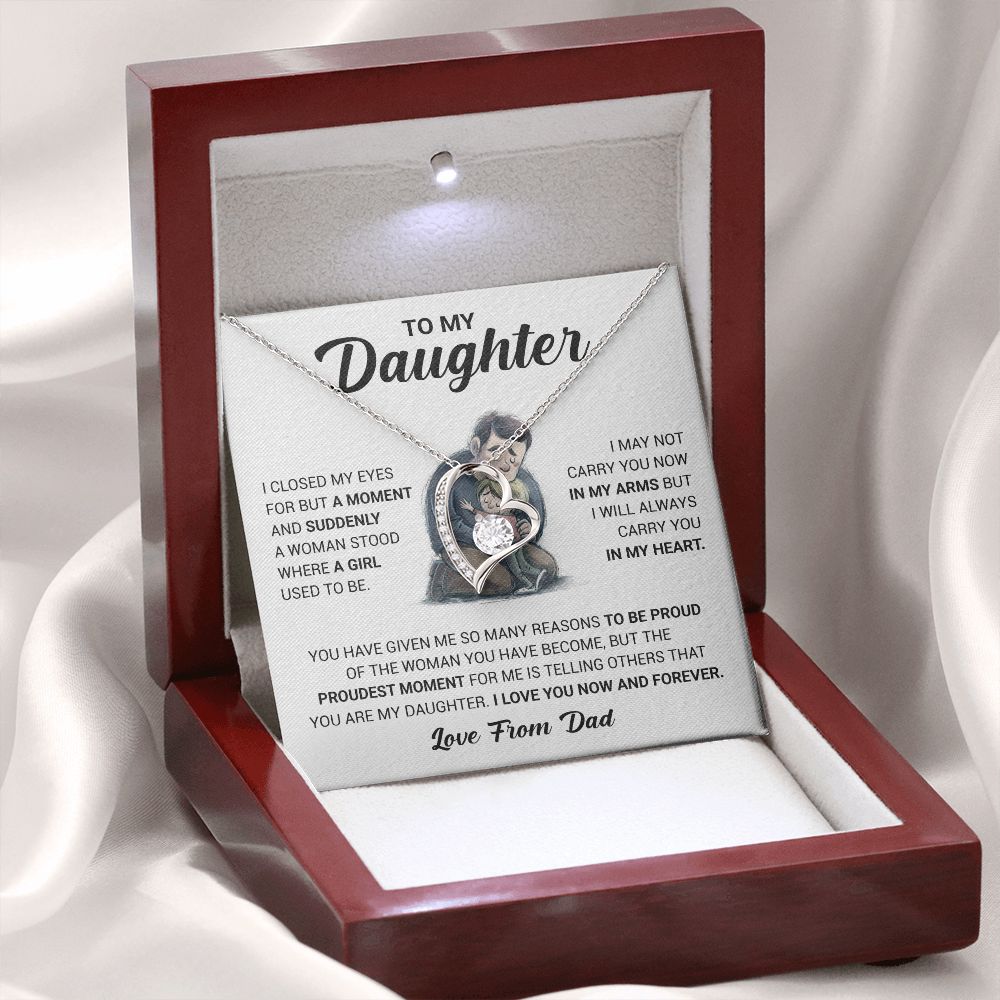 To My Daughter, Carry You In My Heart, Gift For Daughter From Dad, Forever Love Necklace, Christmas Gift Idea