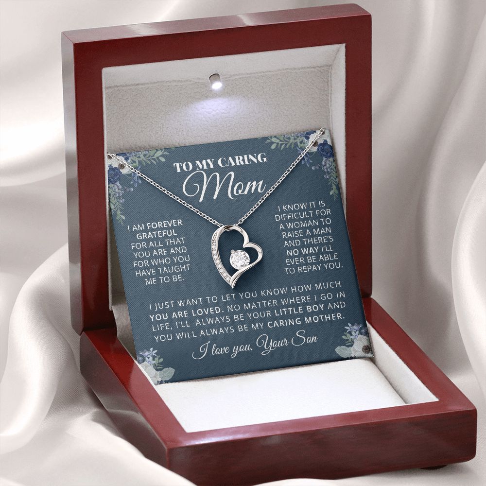 Mom My Caring Mother, Forever Love Necklace, Gift For Mom From Son, Mother's Day Gift Idea