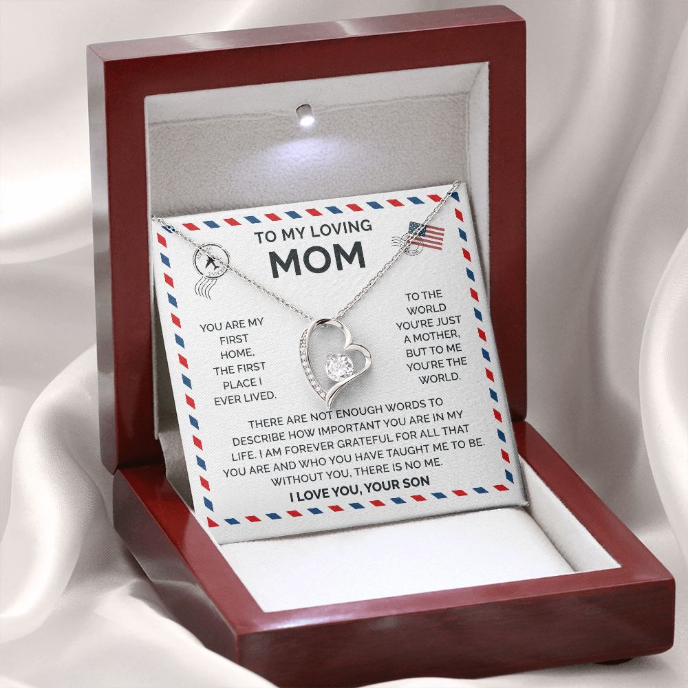 Mom You Are The World, Forever Love Necklace, Perfect Gift For Mother From Son