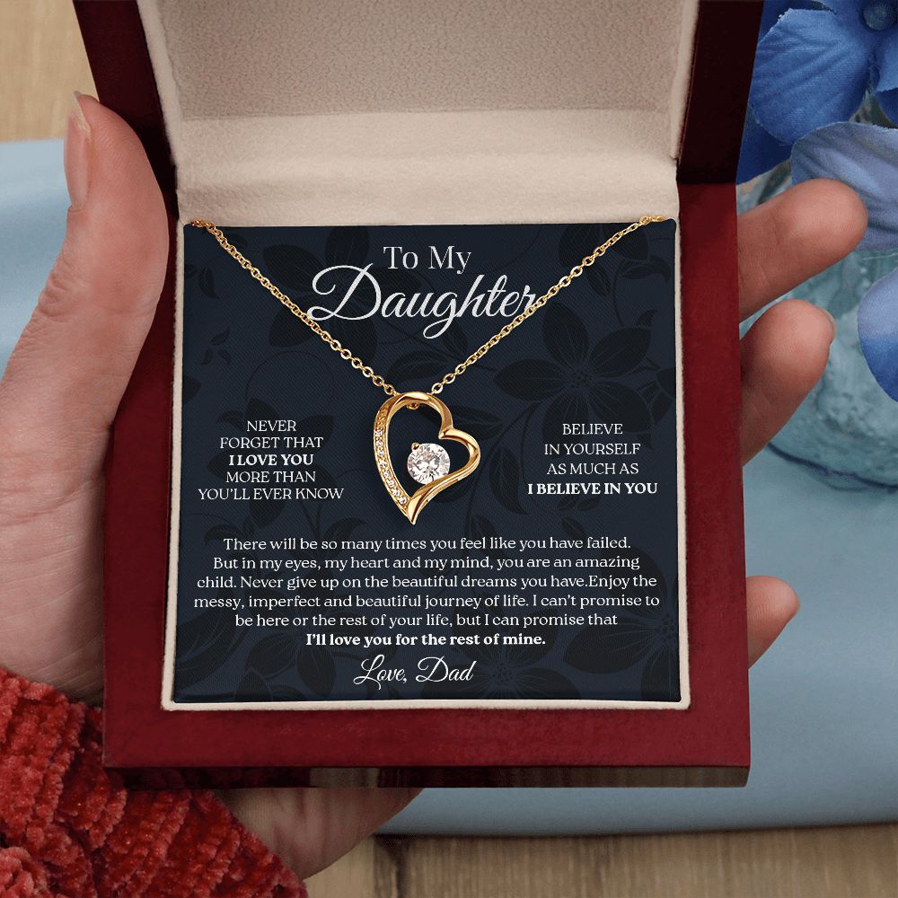 To My Daughter - Never Give Up, Forever Love Necklace Gift
