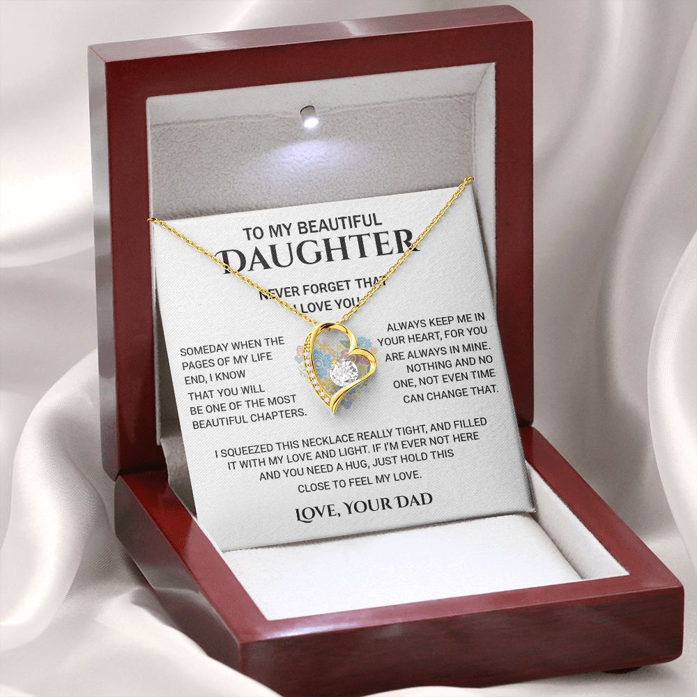 To My Beautiful Daughter - Never Forget That I Love You, Forever Love Necklace