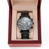 To My Son Gift From Dad | Never Forget That I Love You | Engraved Black Chronograph Watch