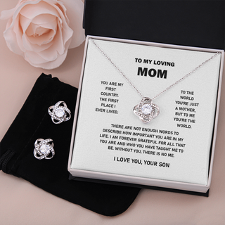 To My Loving Mom | I Love You | Love Knot Necklace