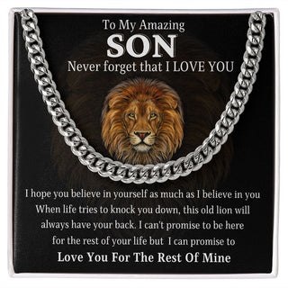 To My Son - Love You For The Rest Of Mine, Cuban Link Chain Necklace Gift for Son on Special Day