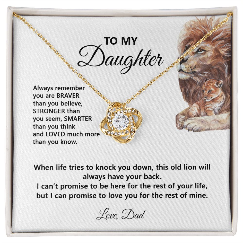 Daughter When Life Tries To Knock You Down | Gift For Daughter From Dad | Love Knot Necklace