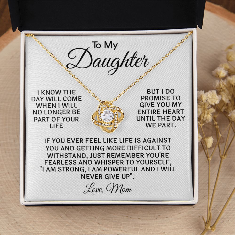 To My Daughter - Never Give Up, Love Knot Necklace