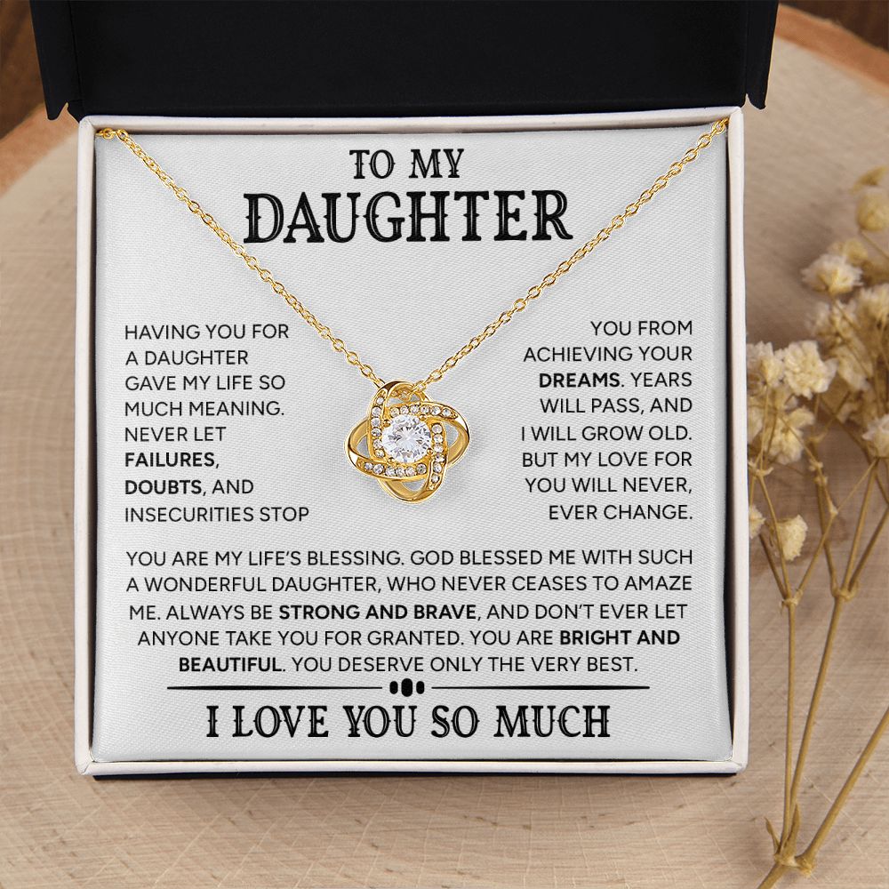 To My Daughter - Bright And Beautiful, Love Knot Necklace