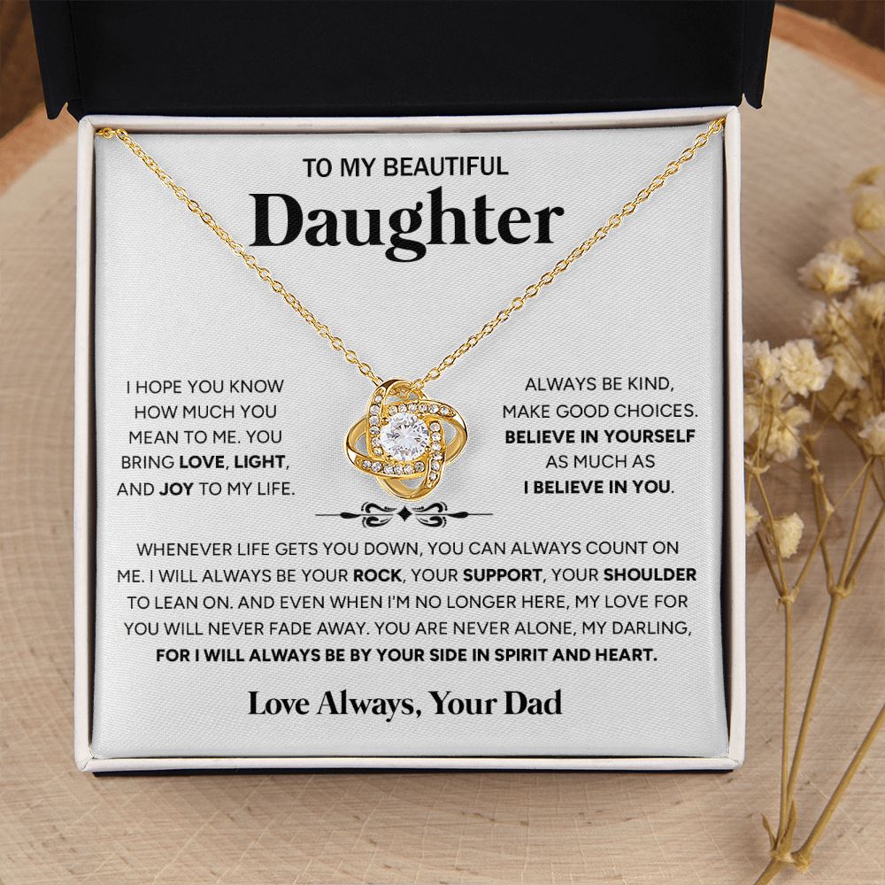 To My Beautiful Daughter - I Will Always Be By Your Side, Love Knot Necklace