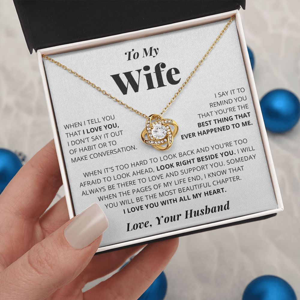To My Wife | I Love You With All My Heart | Love Knot Necklace