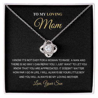To My Loving Mom | You Are The World | Love Knot Necklace