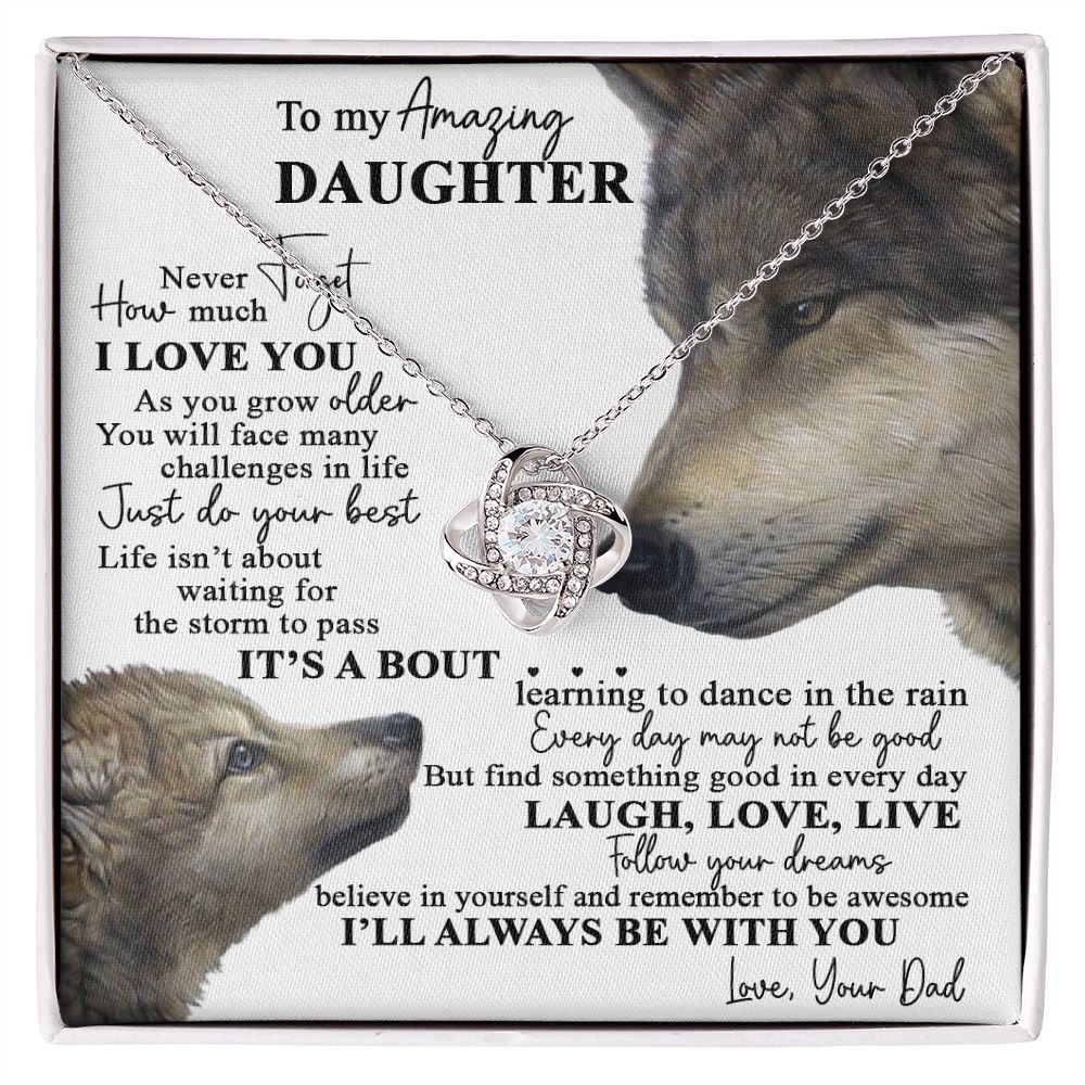 To My Amazing Daughter | Laugh Love Live | Love Knot Necklace Gift From Dad