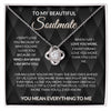 To My Beautiful Soulmate | You Mean Everything To Me | Love Knot Necklace