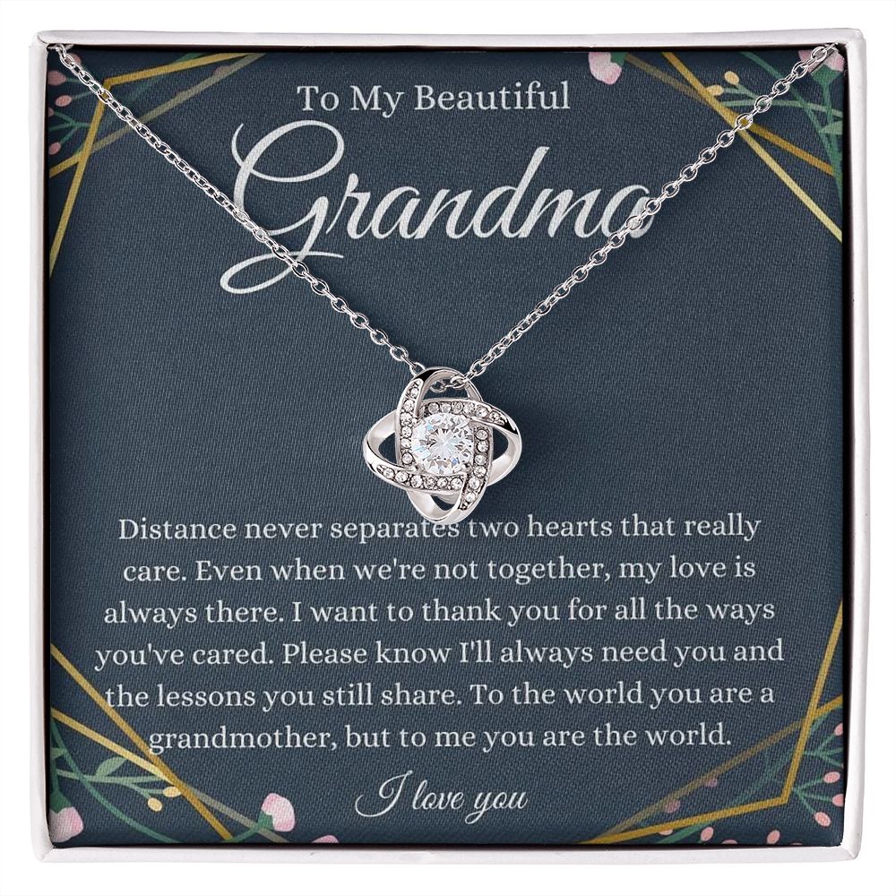 To My Grandma I You Are The World I Love Knot Necklace