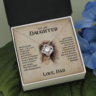 To My Daughter | This Old Lion Will Always Have Your Back | Love Knot Necklace | Gift For Daughter From Dad