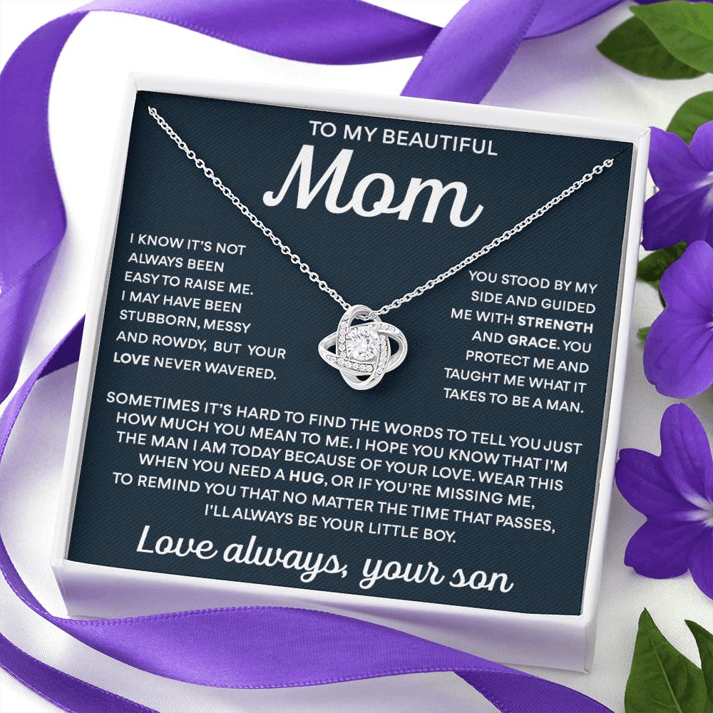 To My Mom - Taught Me What It Takes To Be A Man, Love Knot Necklace