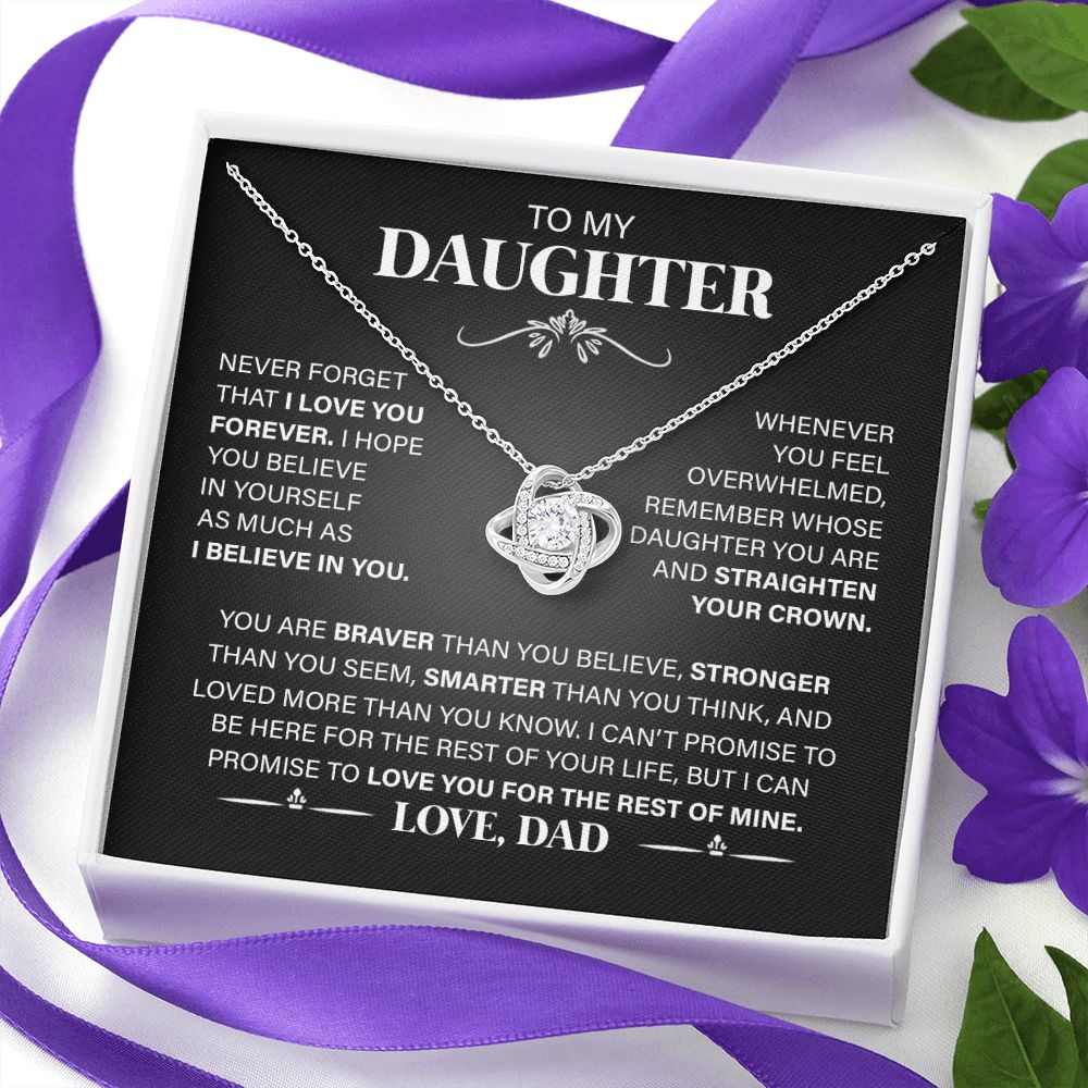 To My Daughter - I Love You Forever, Love Knot Necklace